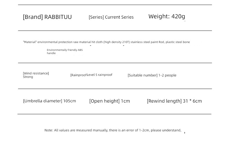 rabbituu fully automatic Retro style Dual purpose Umbrella