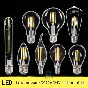 Dc12v Led Edison Bulb E27 Low Voltage DC 24V Dimmable E14 Tungsten Lamp Outdoor Waterproof Light Source