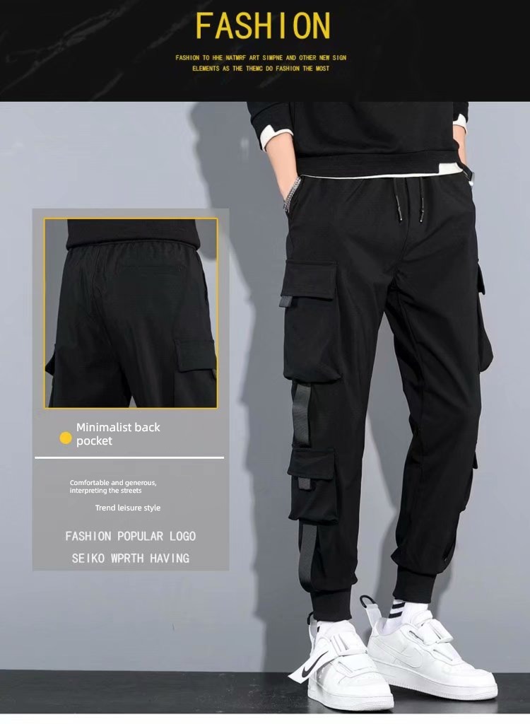 tide Autumn and winter Ruffian handsome Plush thickening leisure time Overalls
