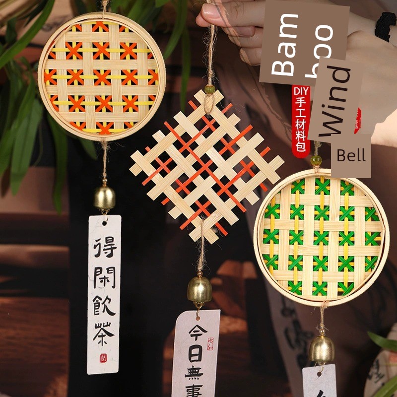 New Year's Day Traditional Bamboo Wind Chime DIY Handmade Material Kit for Parent-Child Team Building Workshop Activity Bell Hanging Decoration