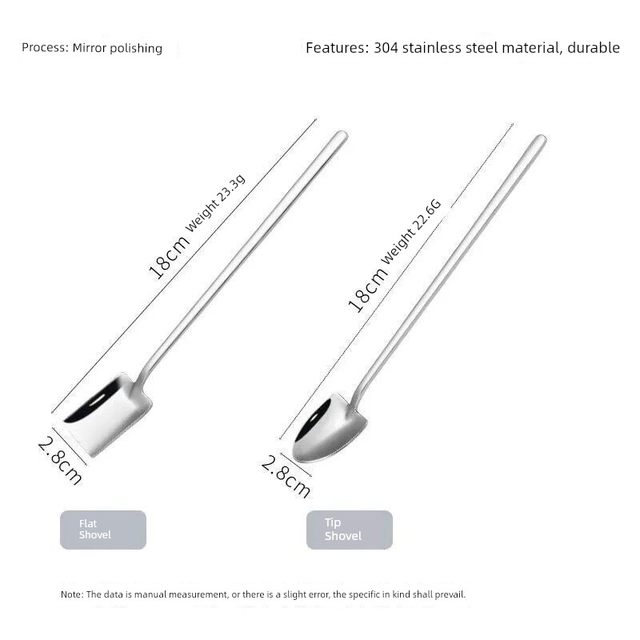 304 stainless steel long-handled shovel ice spade shaped spoon cute creative cake dessert spoon coffee spoon mixing spoon