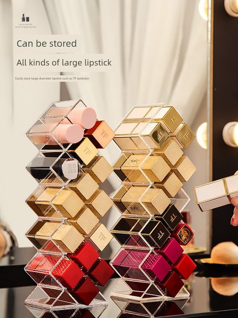 Lipstick storage box ins multi-grid internet celebrity acrylic cosmetics store desktop transparent lipstick glaze display rack