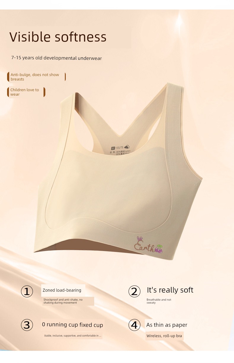 Girls' Underwear for the Developmental Stage, Elementary School Girls, Older Children, Stage One, 10-Year-Old Children's Camisole, Young Girl's Bra — 2