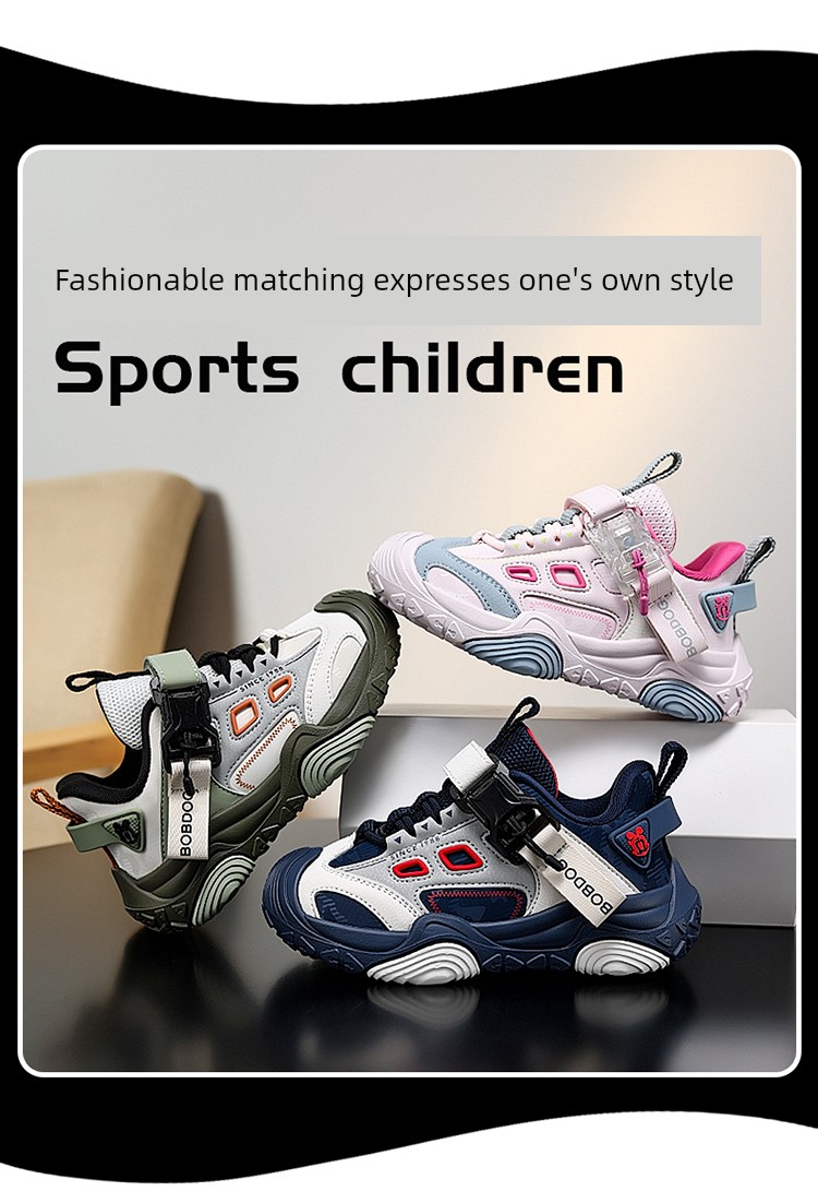 Babudou Boys' Trendy 2026 Winter New Waterproof Leather Children's Fleece-Lined Thickened Casual Sports Shoes — 5