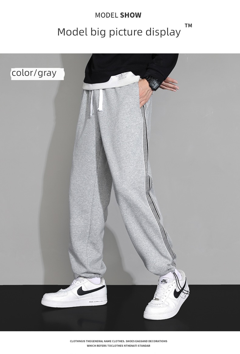 Pure cotton knitting Broad leg Drawstring leisure time man trousers