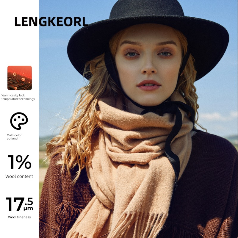 Link 100% Pure wool scarf female winter keep warm Versatile white Neckline Shawl schoolboy mom a birthday present