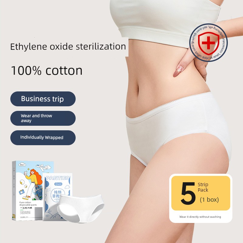 Super Asia Disposable Women's Cotton Underwear for Travel, No-Wash, Daily Use, Menstrual Period, Postpartum, Sterilized, Portable — 2