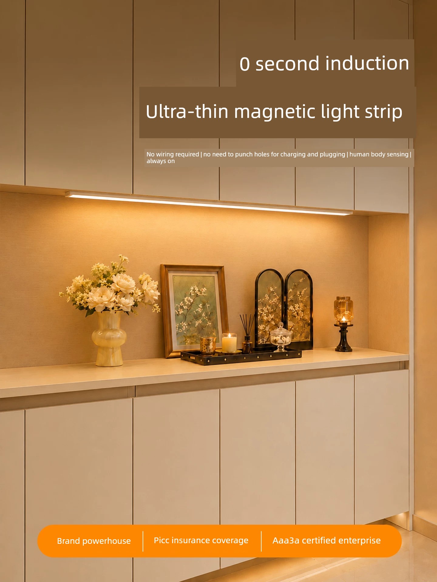 Human Body Sensor Night Light Led Rechargeable Intelligent Light-Controlled Wireless Self-Adhesive Corridor Aisle Wardrobe Light Strip