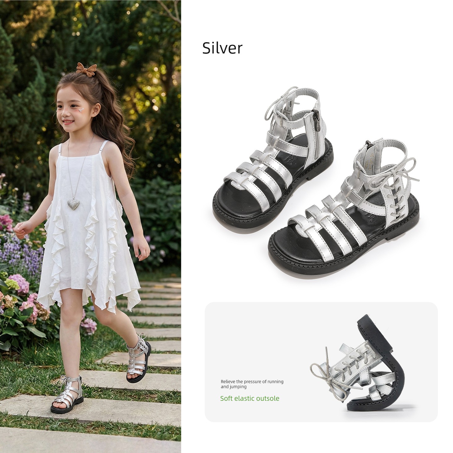 Girls' Sandals, Kidsren's Roman Shoes, 2026 New Models, Soft-Soled Shoes for Middle and Large Kidsren, Summer Shoes for Girls, Summer Shoes for Girls — 4