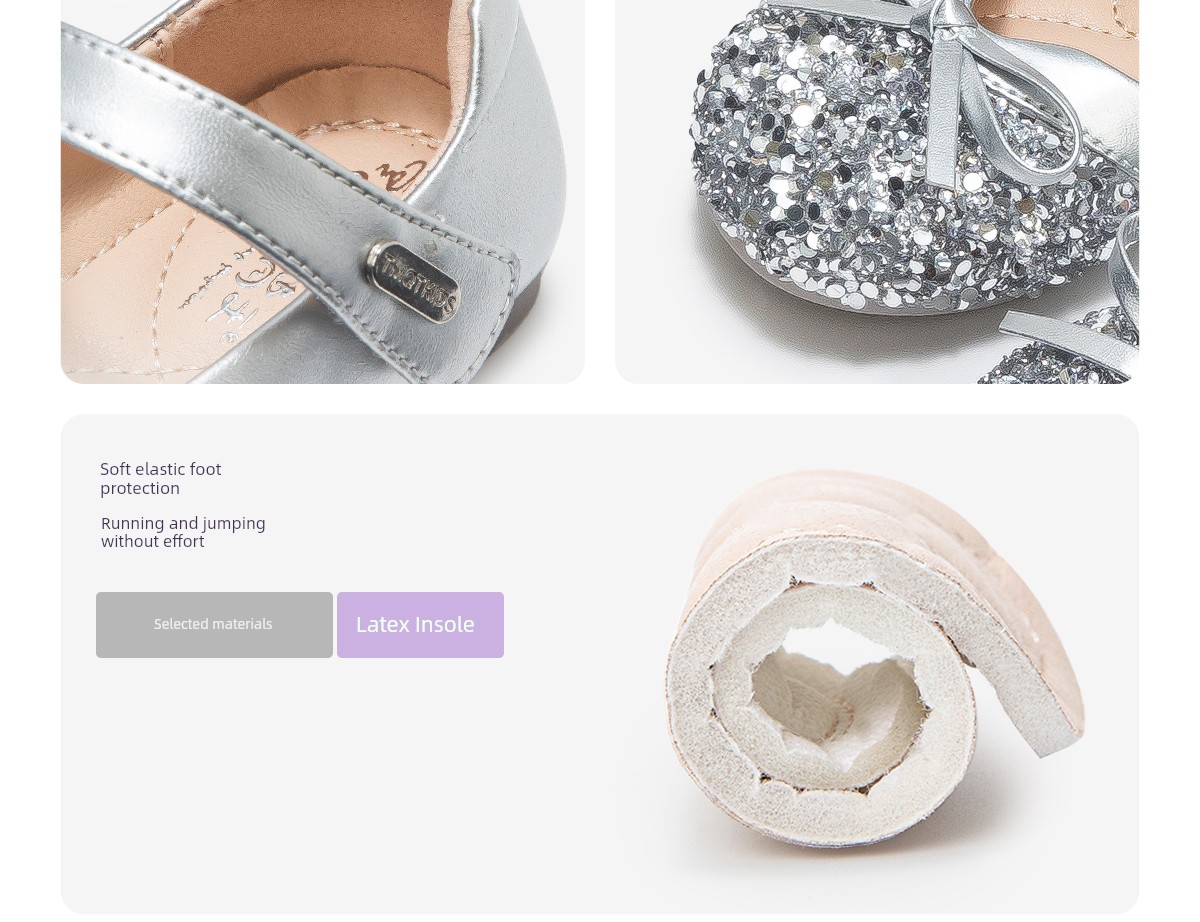 Princess Shoes for Girls, 2026 New Autumn Children's Shoes, Small Leather Shoes, Baby Crystal Shoes, Silver Soft-Soled Shoes — 30