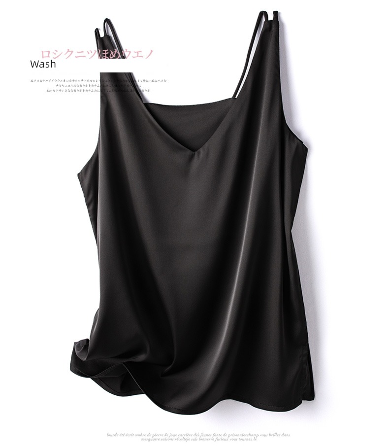 V-neck Pounds Sleeveless jacket Satin Undershirt real silk