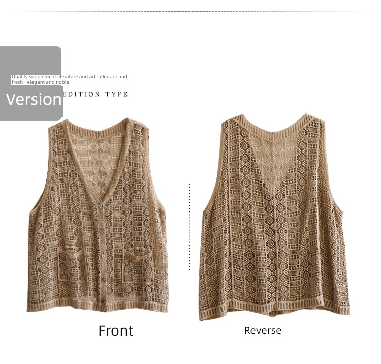 Hollow out Cotton thread spring new pattern Big size knitting Vest