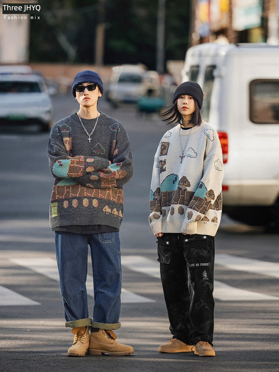 Purify eyeball Round neck easy Super Marie sweater