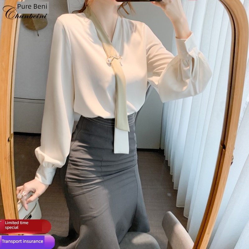 Early autumn jacket Advanced sense French Chiffon shirt