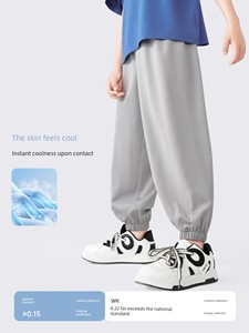 Babudou Boys' Pants Summer 2026 New Quick-Dry Thin Mosquito-Proof Pants Children's Boys' Ice Silk Long Pants Summer