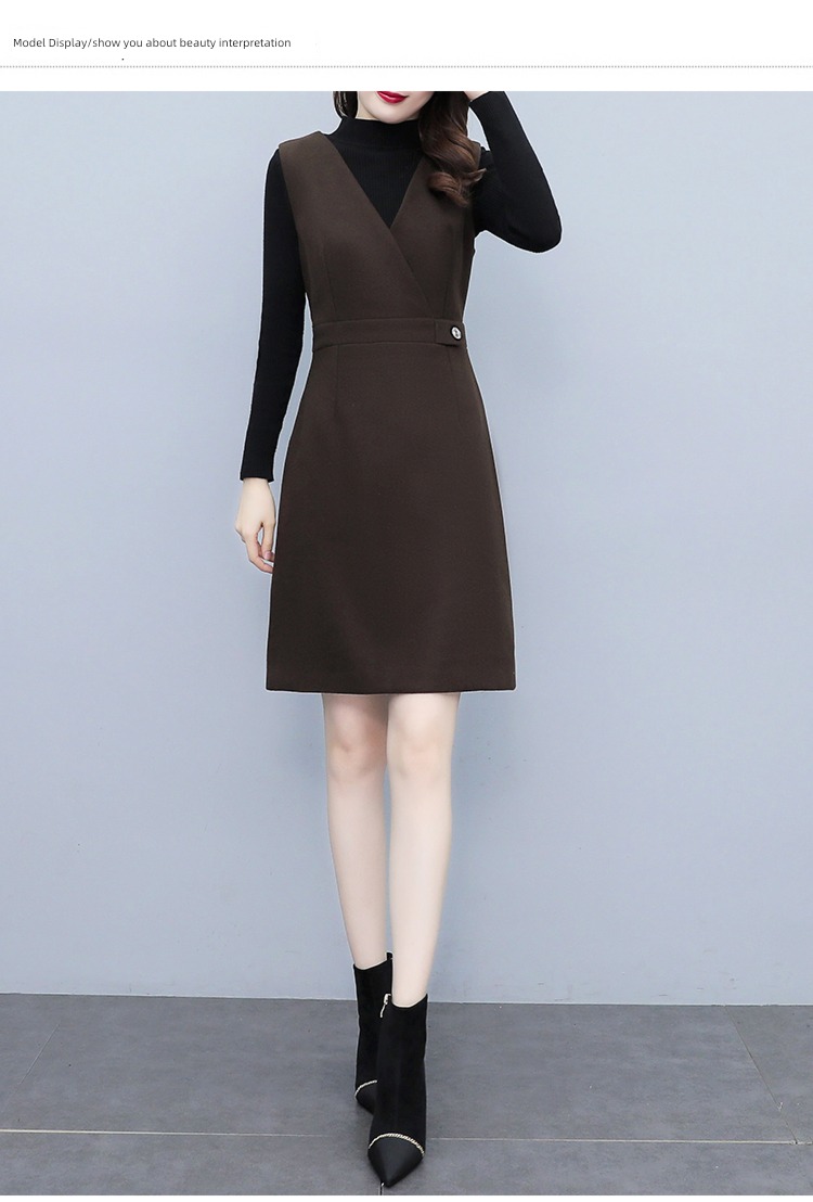 Age reduction Wool Autumn and winter Show thin Vest Dress
