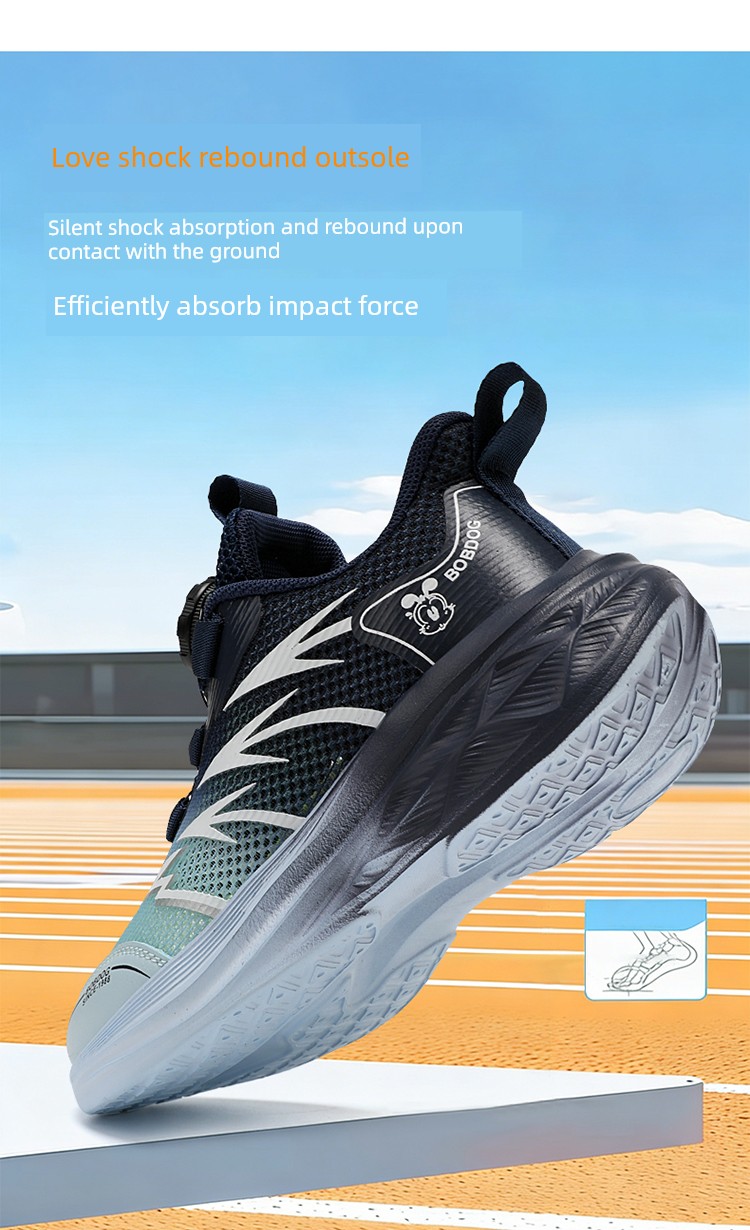 Babudou Kidsren's Shoes Boys' Sports Shoes 2026 Autum New Style Rotating Button Mesh Breathable Kidsren's Running Shoes — 5