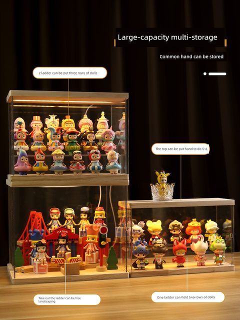 Blind box storage display rack with light dustproof doll display cabinet suitable for Pop Mart storage box figure display box