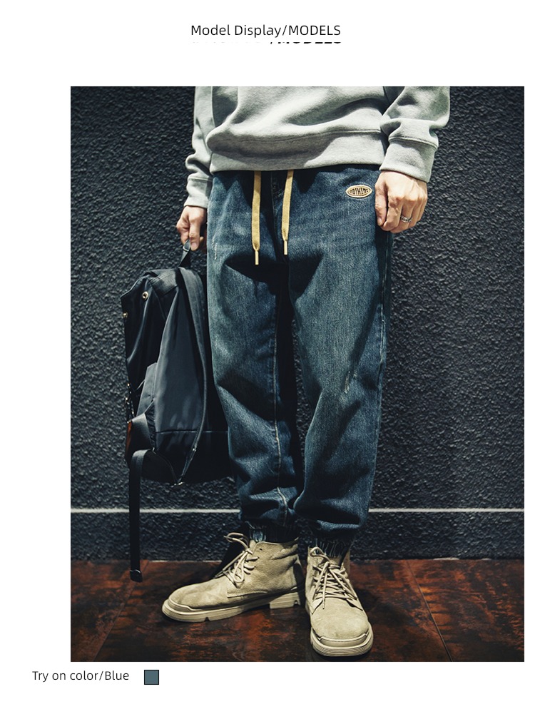 Tie one's feet Big size the fat Plush Spring and Autumn Jeans