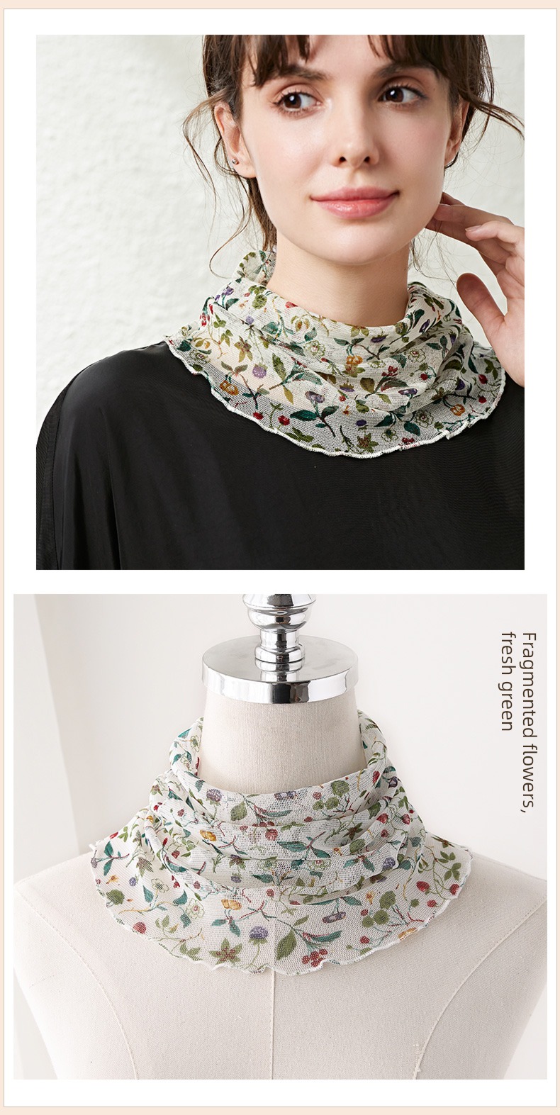 Condom False collar summer Neck protection female Scarf real silk