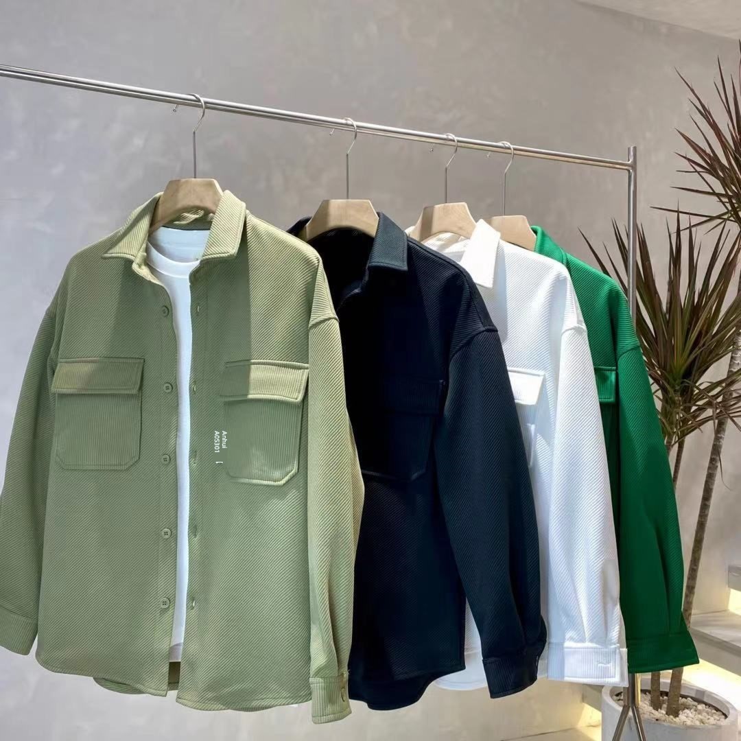 Spring and Autumn Lapel Shirt style easy knitting loose coat