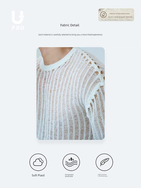 UPRO Yupu Mahair Hollow Knitted Sweater Men's Autumn New Loose Pullover Sweater Warm Wool Top