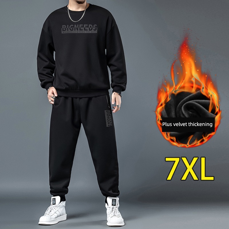 300 Jin Big size winter Plush thickening Sports suit