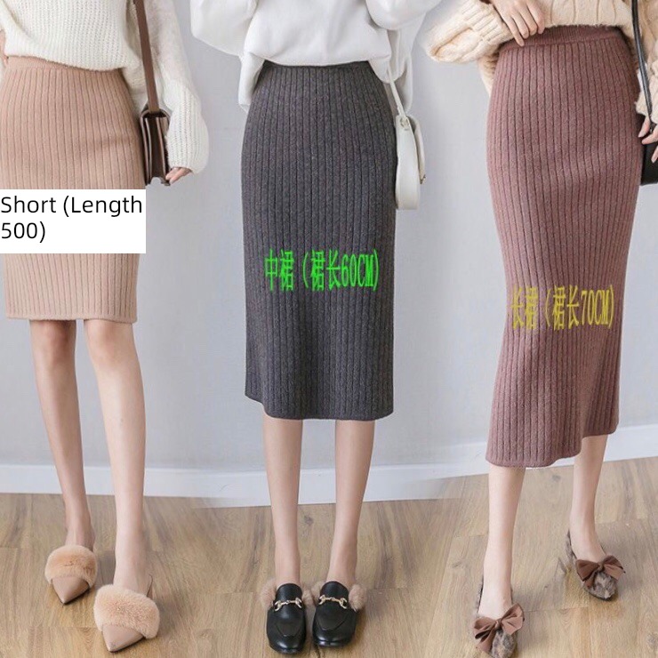 Medium and long term knitting Buttocks thickening Wool skirt
