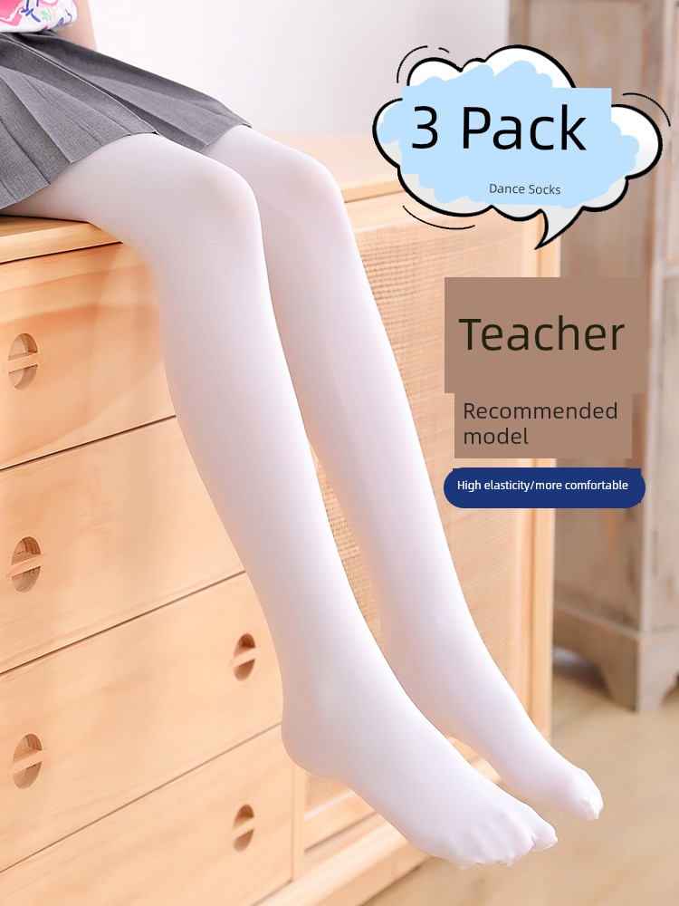 White Leggings Fleece-lined Spring and Autumn Thin Dance Pantyhose