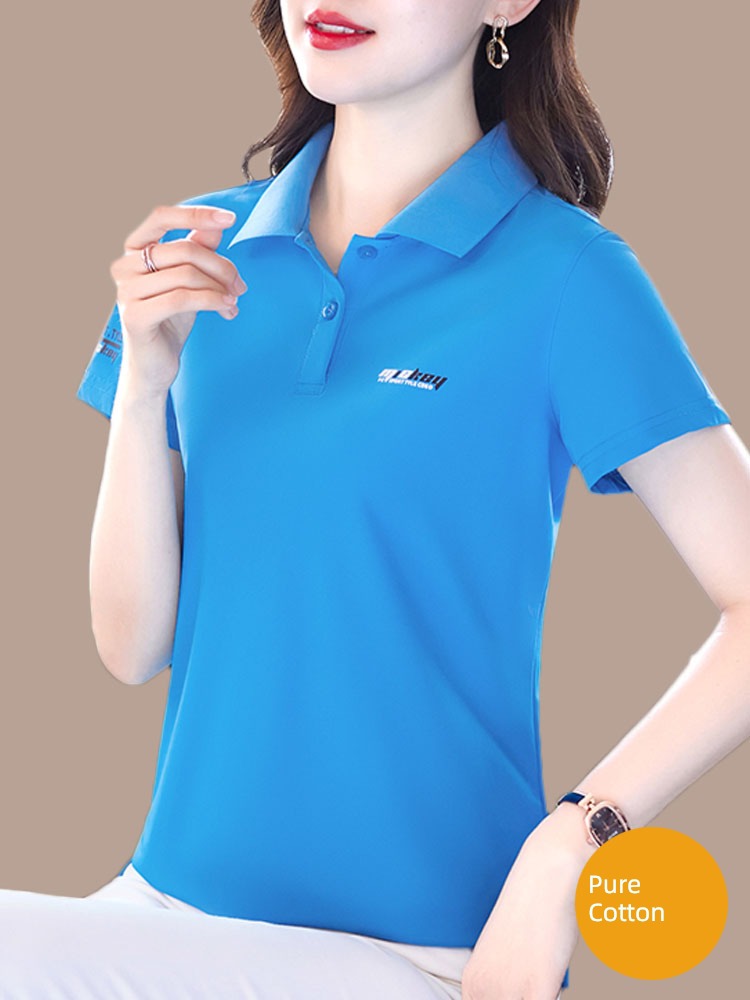 ma'am Short sleeve Show thin Self-cultivation Polo shirt Lapel T-shirt
