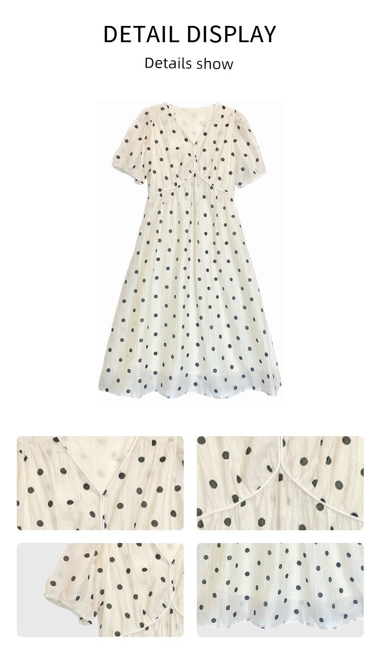 Cat Single【Tees River Romance】Nana's Maternity Wear: Stylish Polka Dot Long Dress for Summer — 5