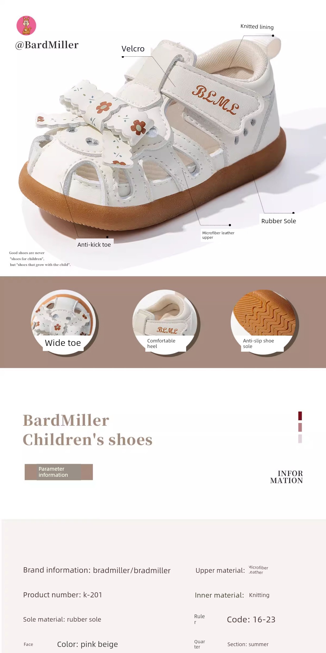 Girls' Sandals 2026 Summer Children's Shoes for 1-4 Years Old, Bowknot Princess Shoes, Closed-Toe, Soft Sole, Non-Slip Baby Girl Shoes — 6