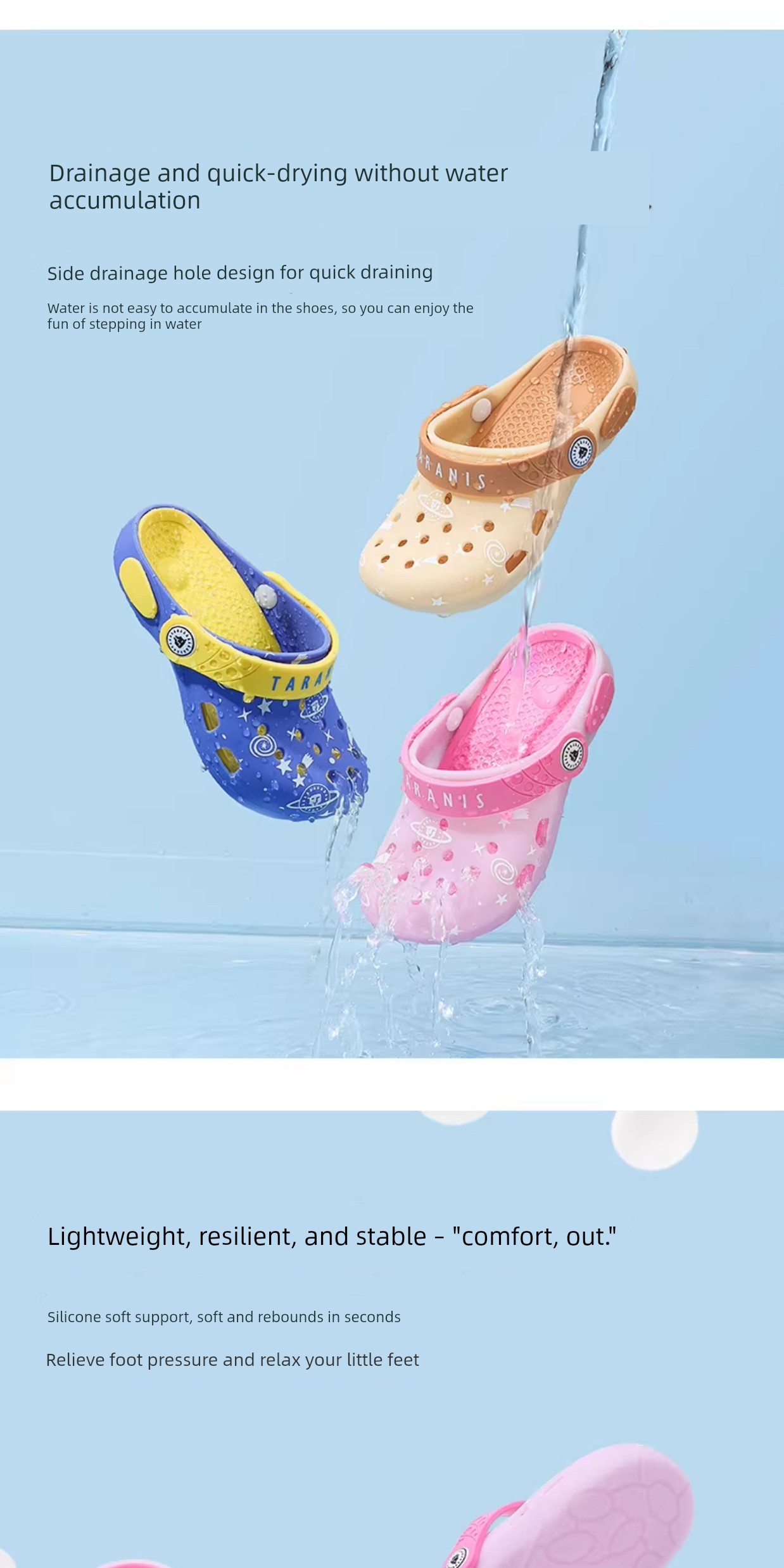 Tyrannis Children's Clogs Are Soft and Comfortable, Quick-Drying, Odor-Resistant, and Suitable for Both Boys and Girls for Beach and Seaside Use — 4