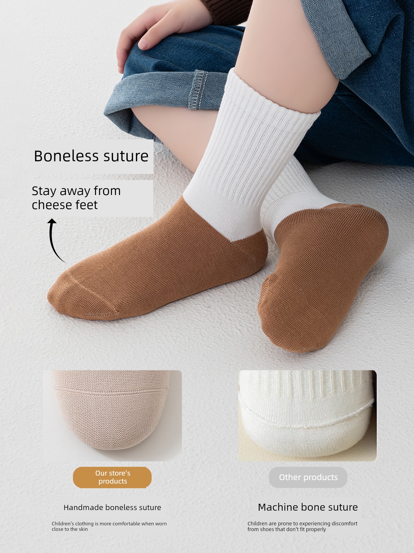 Boys' Student Socks, Pure Cotton, Spring and Autumn Style, Anti-Odor, Sweat-Absorbent, 100% Cotton, Baby White Socks, Teenagers, Girls, Children — 2