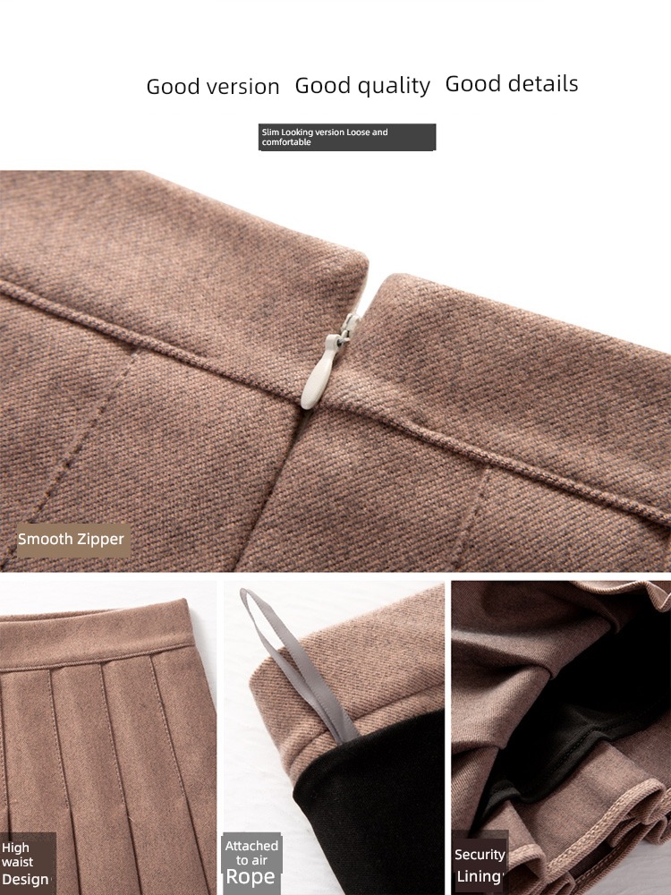 khaki Autumn and winter little chap Wool Pleated skirt