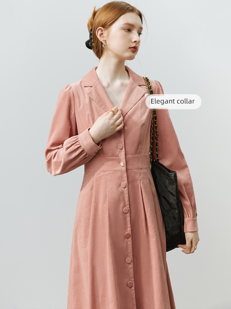 Van schlan corduroy temperament Dress tailored collar