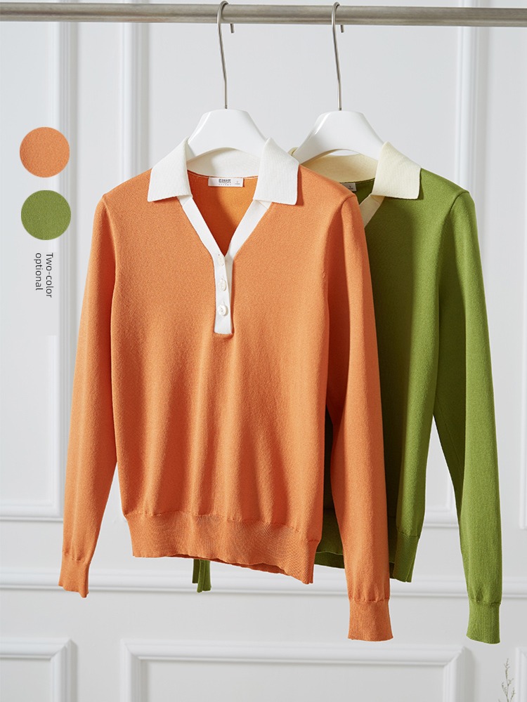 Sllsky  Polo collar Lazy wind sweater Sweater