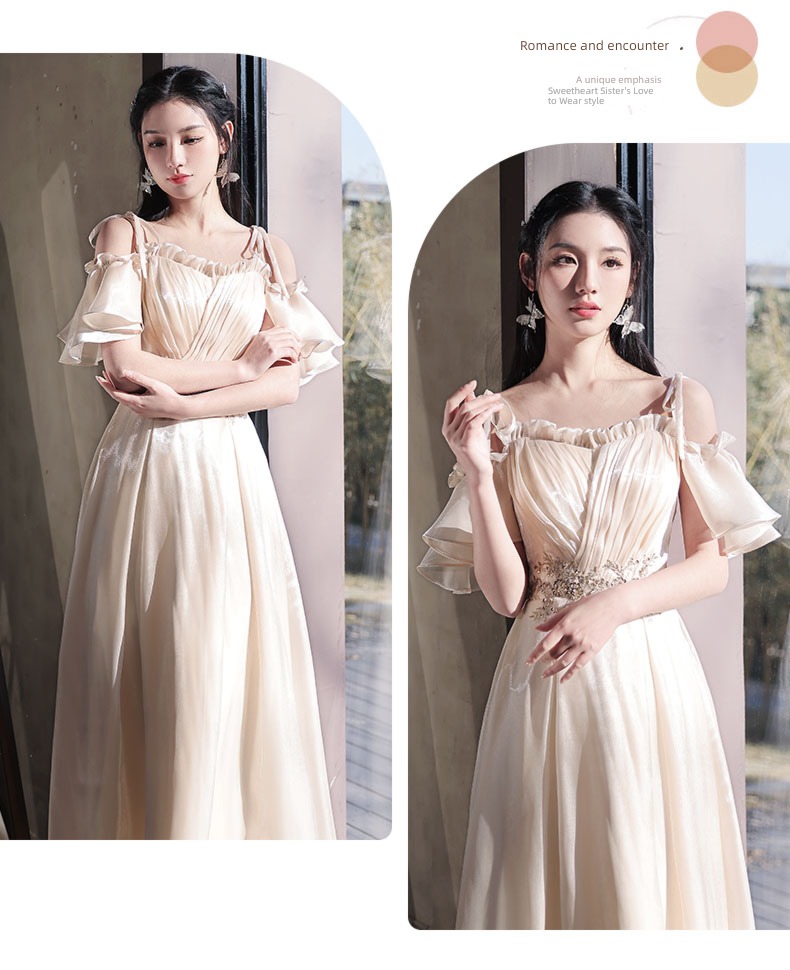 Sisterhood Champagne winter Minority wedding Bridesmaid Dresses