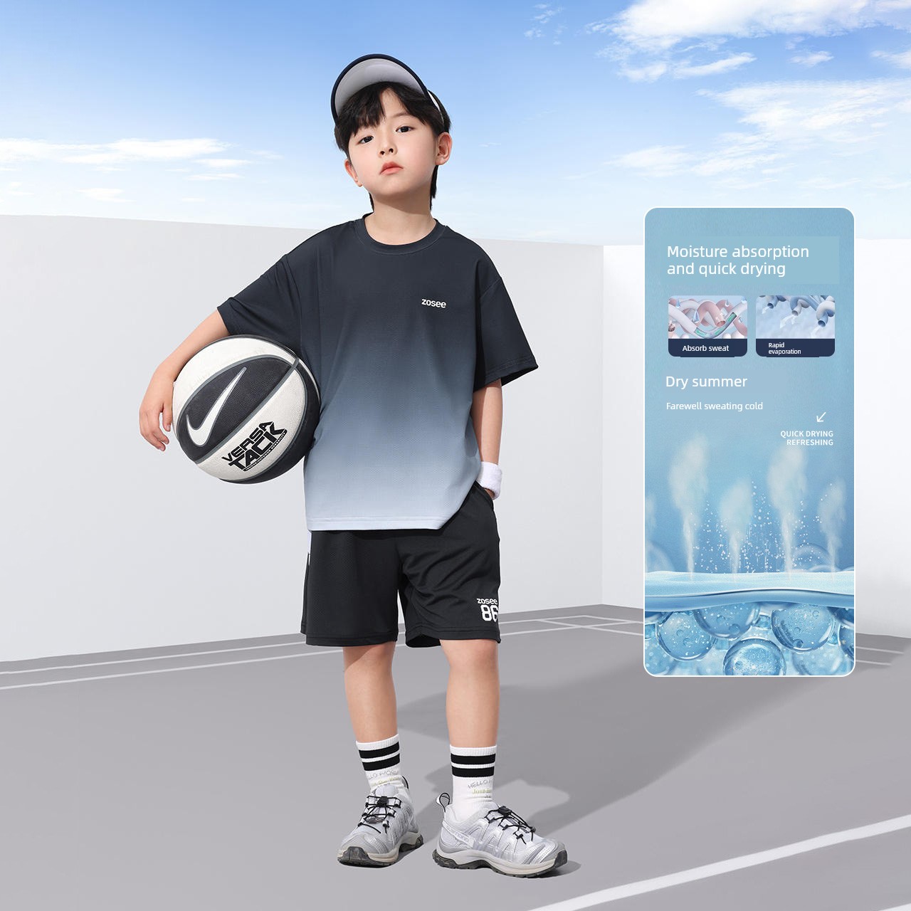 Zuoxi Kidsren's Clothing Boys' Suit Summer Quick-Drying Sports Short-Sleeved 2026 New Kidsren's Basketball Uniform Two-Piece Summer Suit — 3