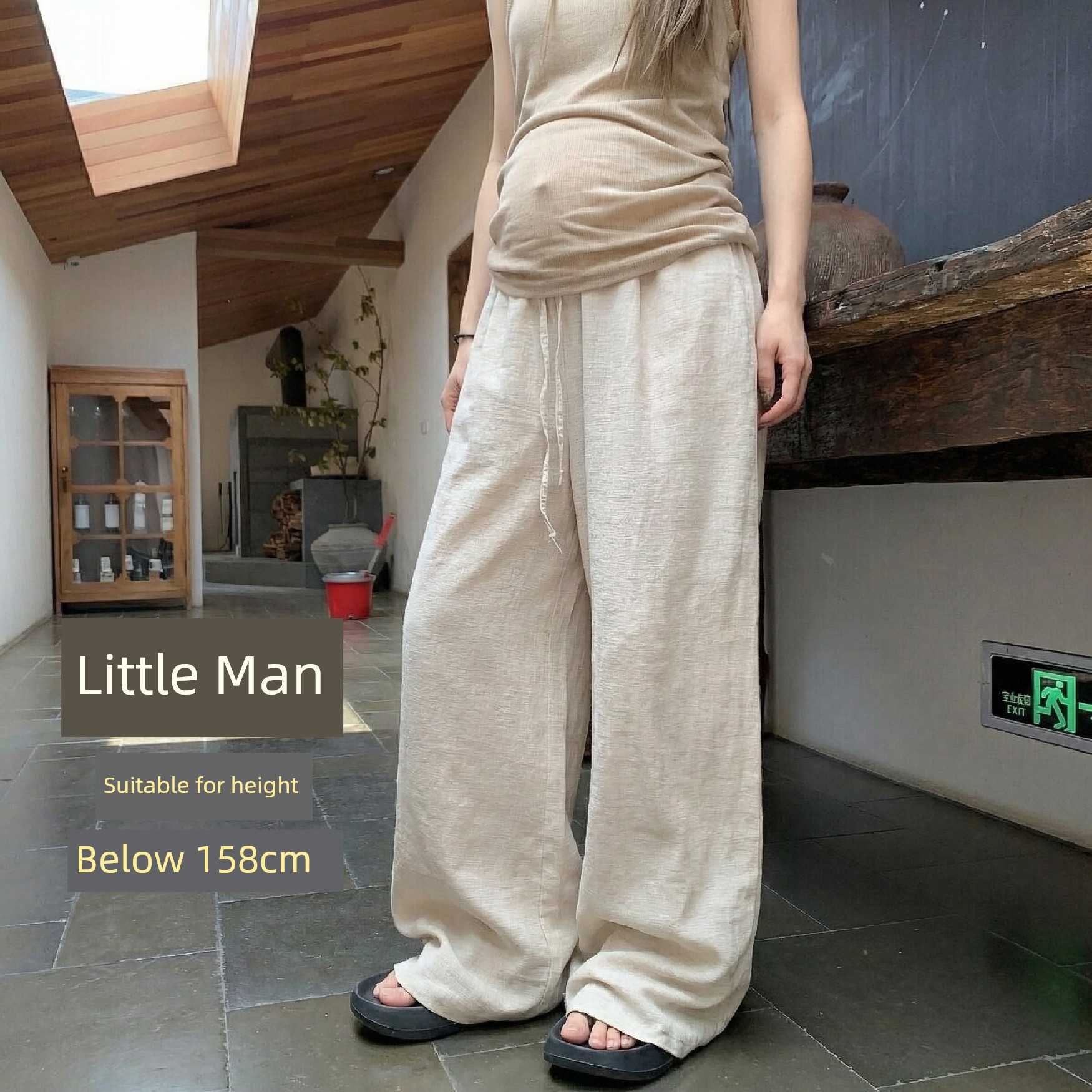 Tall Women's Maternity Pants, Cotton-Linen Wide-Leg Pants, Summer Casual Linen Long Pants, Thin Summer Yamamoto Pants for Women — 8
