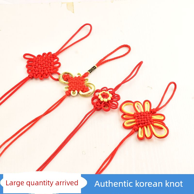 Big Red Chinese Knot Small Pendant 6/8/10 Plate Rich Golden Edge Knot Import Handwoven Small Tassel Ears