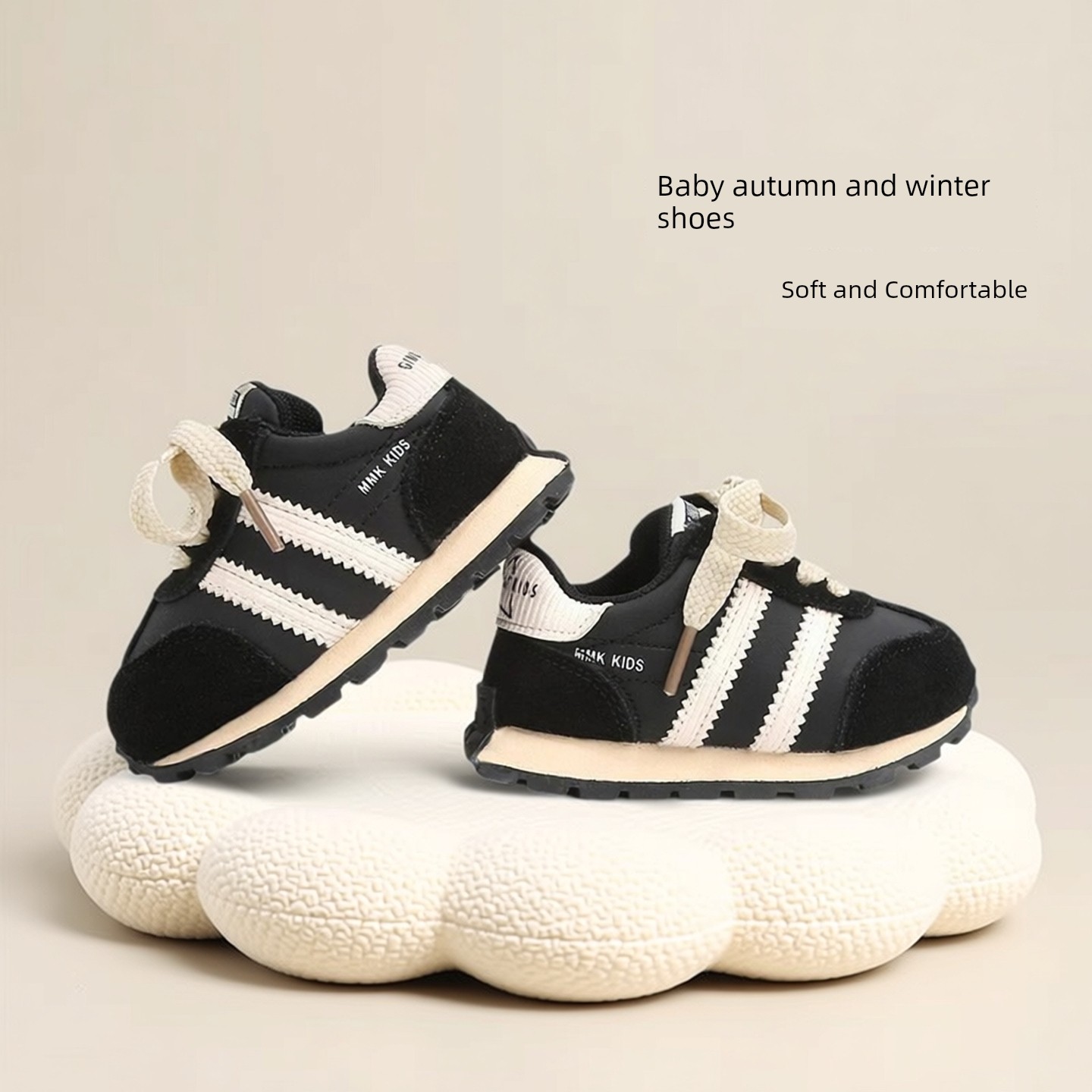 Baby Sneakers Autumn and Winter Fleece-lined Two Cotton Baby Soft Bottom Toddler Shoes Boy's Thin Shoes Girls' Casual Shoes