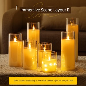 LED Electronic Candle Acrylic Artificial Glass Cup Candle Light Candlelight Concert Wedding Camping Atmosphere Decoratio