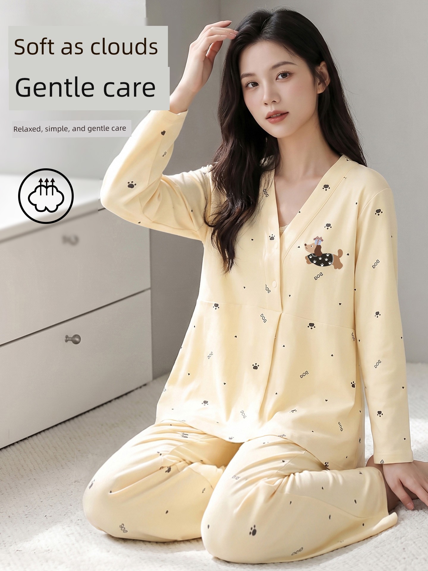 [Free Hat] Pure Cotton Nursing and Postpartum Clothing for Autumn and Winter, Suitable for Spring and Autumn, Non-Tightening Maternity Loungewear — 2