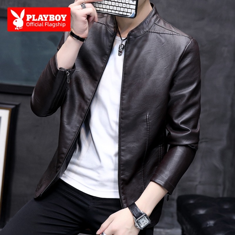 dandy Baseball collar Casual and versatile business affairs leather clothing