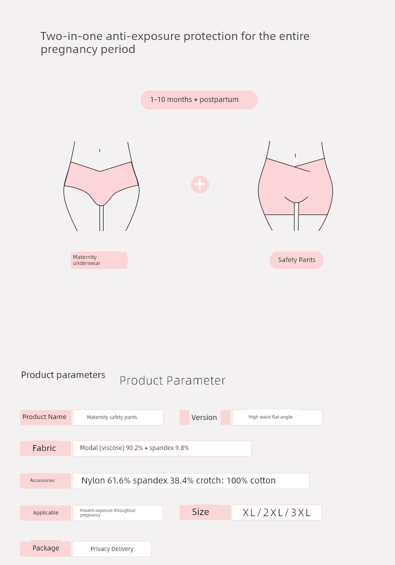 Maternity Underwear Modal Safety Shorts Two-In-One for Pregnancy, Large Size Anti-Exposure Leggings for Mid to Late Pregnancy — 3