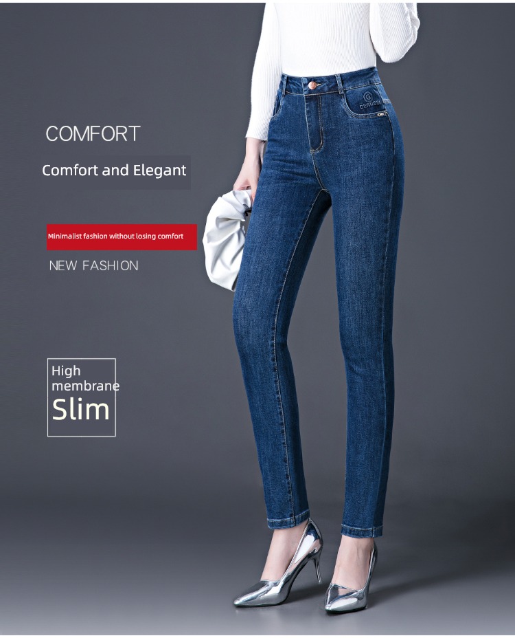 middle age High waist easy mom spring and autumn ma'am Jeans