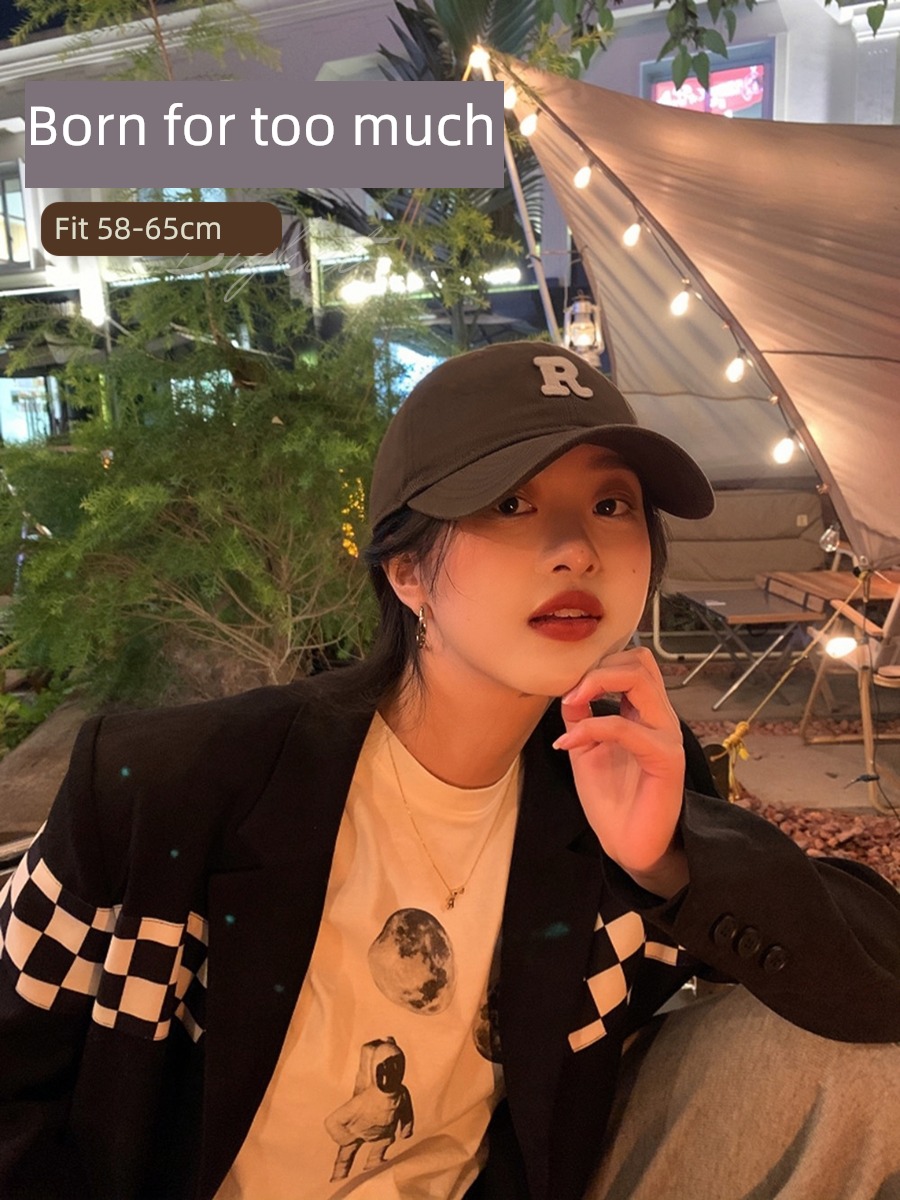 fit round face Baseball cap female Autumn and winter brown Big head circumference