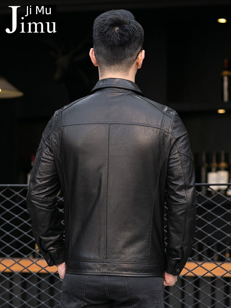autumn Self-cultivation Lapel have cash less than that is registered in the accounts loose coat tide genuine leather leather clothing