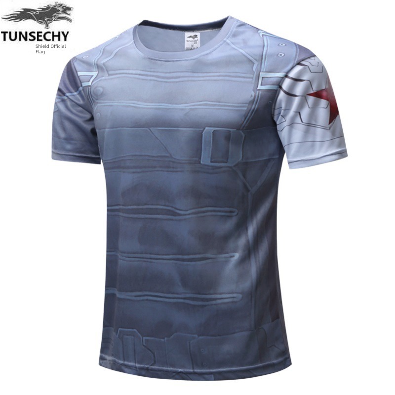 run Quick drying clothes revenge union Iron Man Fitness clothes superman Captain America T-shirt man motion Tights